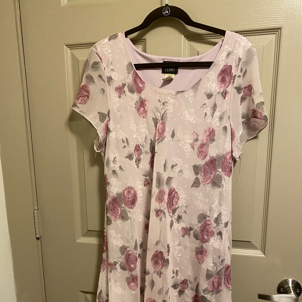 Sag Harbor Pink and Gray Floral Midi Dress